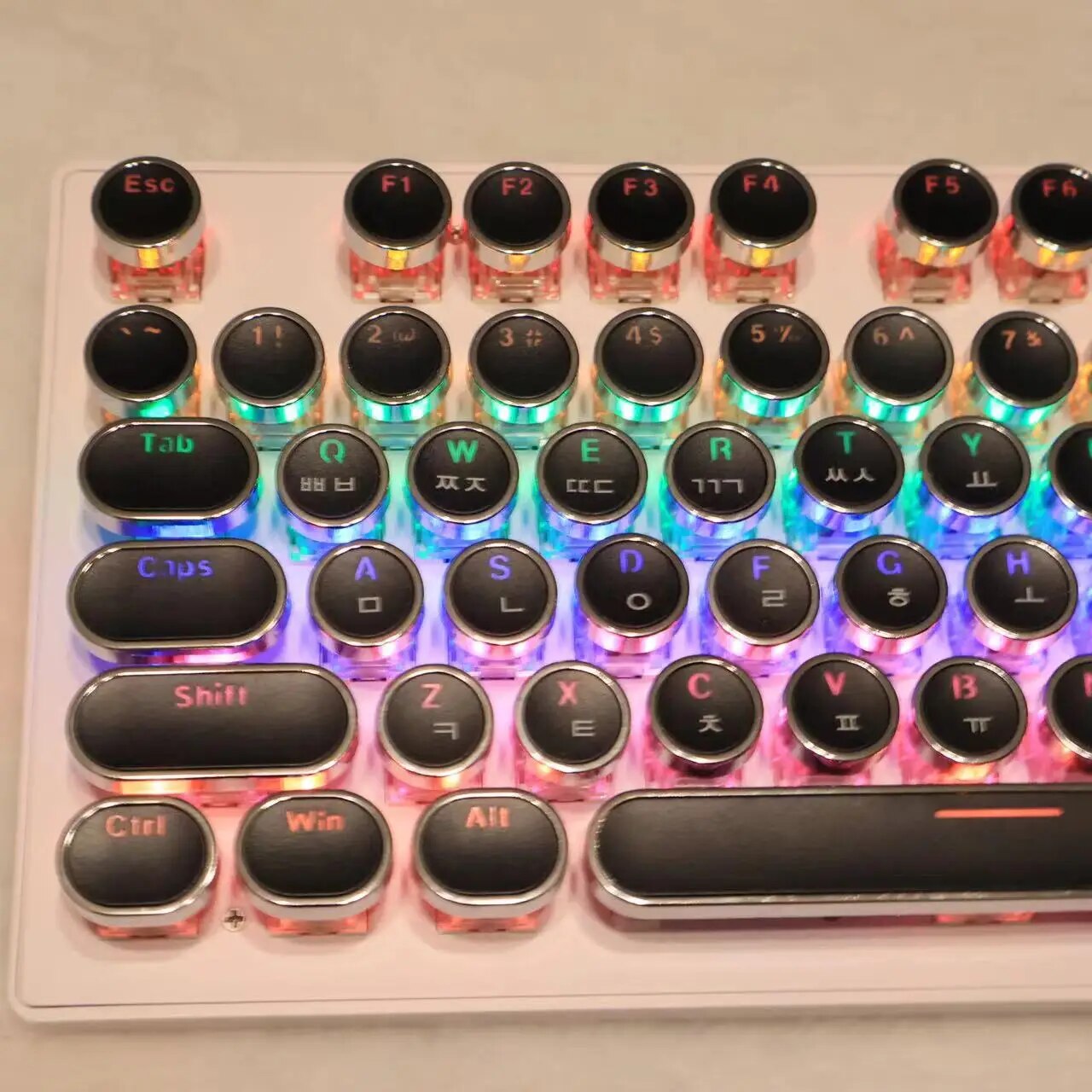 Korean Keycaps Hangul Low Profile 104 Key Universal Round Key Cap PBT for Cherry MX Mechanical Keyboard Backlit High-Quality. 