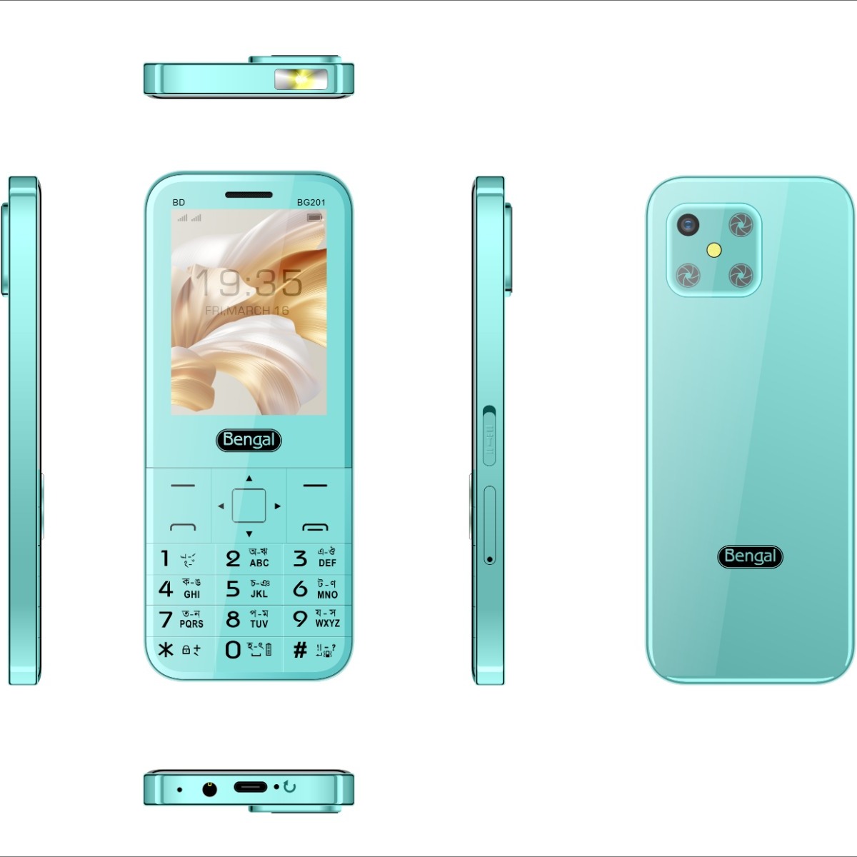 Bengal BG 201 BD Dual Sim Standby 2.4" Display 1400mAh Fixed Battery Feature Mobile Phone. 