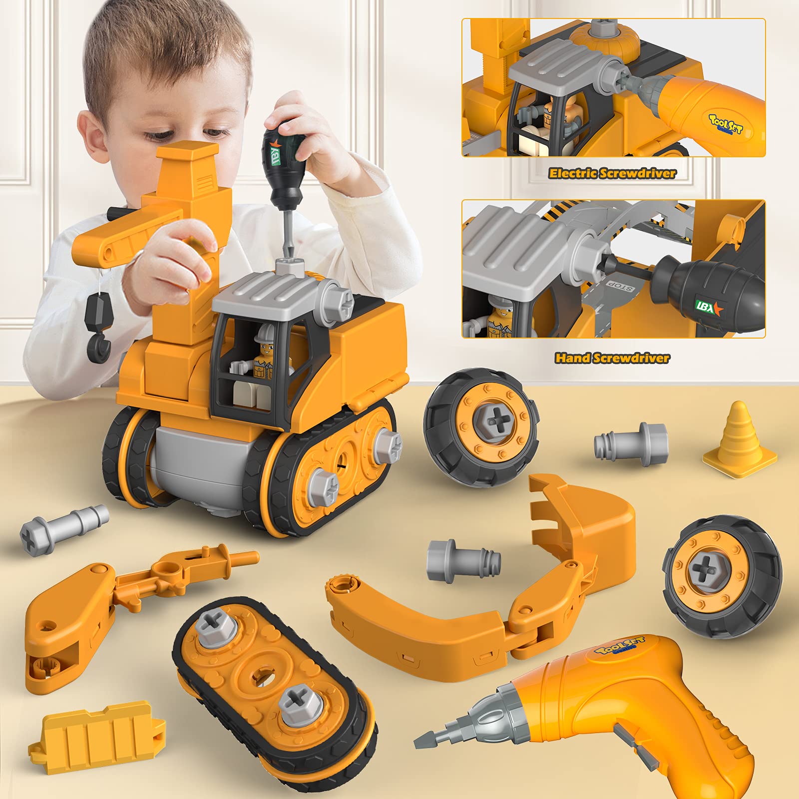 4 In 1 Electr t isassely Loading nloading eformed Engineering ru Excaator For Children ids Education o. 