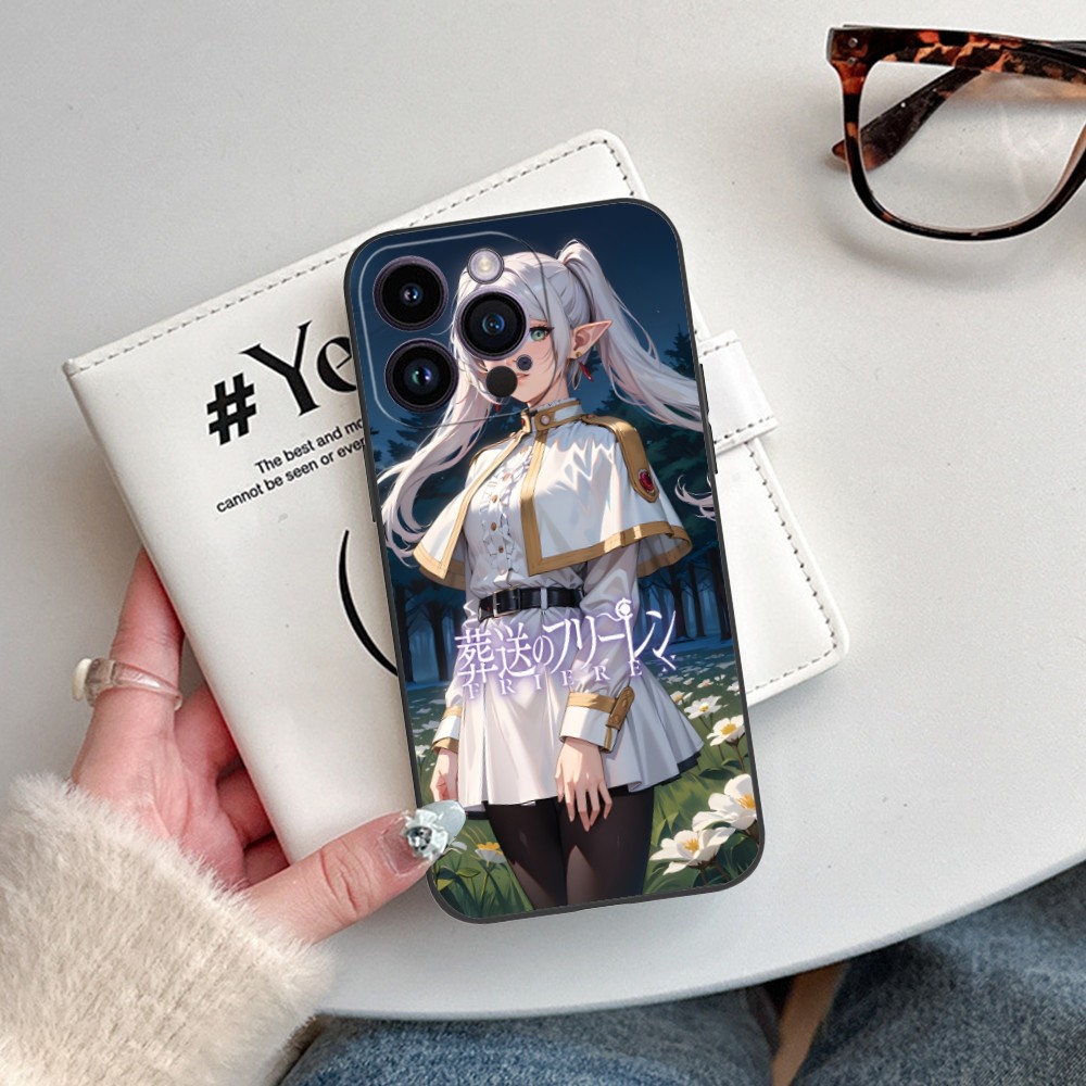 Anime Frieren Mobile Cell Phone Case for iPhone 15 14 13 12 11 X XR XS 8 7 Pro Max Plus Mini Black Soft Phone Cover Funda. 
