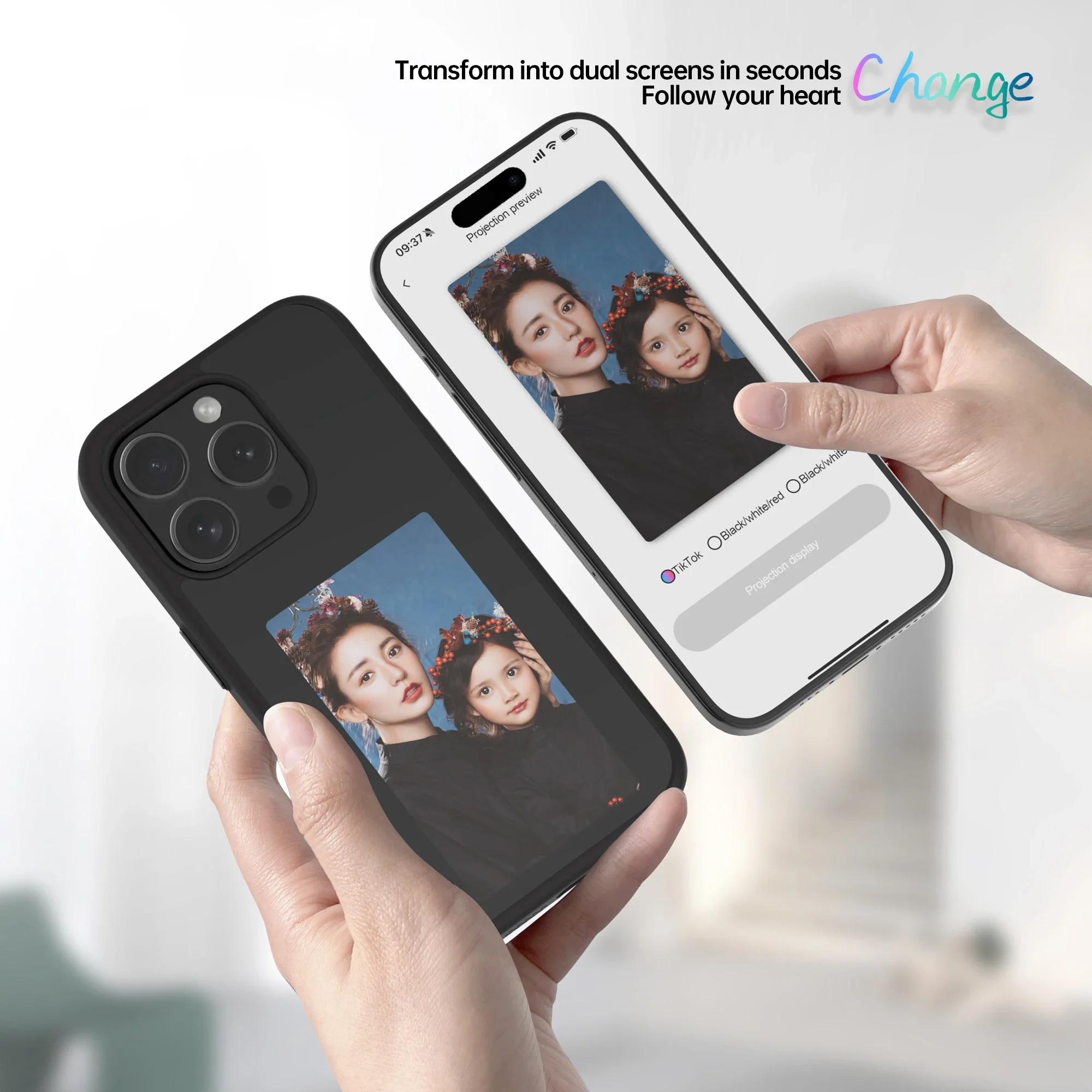 E-ink Screen Phone Case For iphone 13 14 15 Pro Max Smart DIY Can Change Picture NFC Refesh Phone Protective Cover Battery Free. 