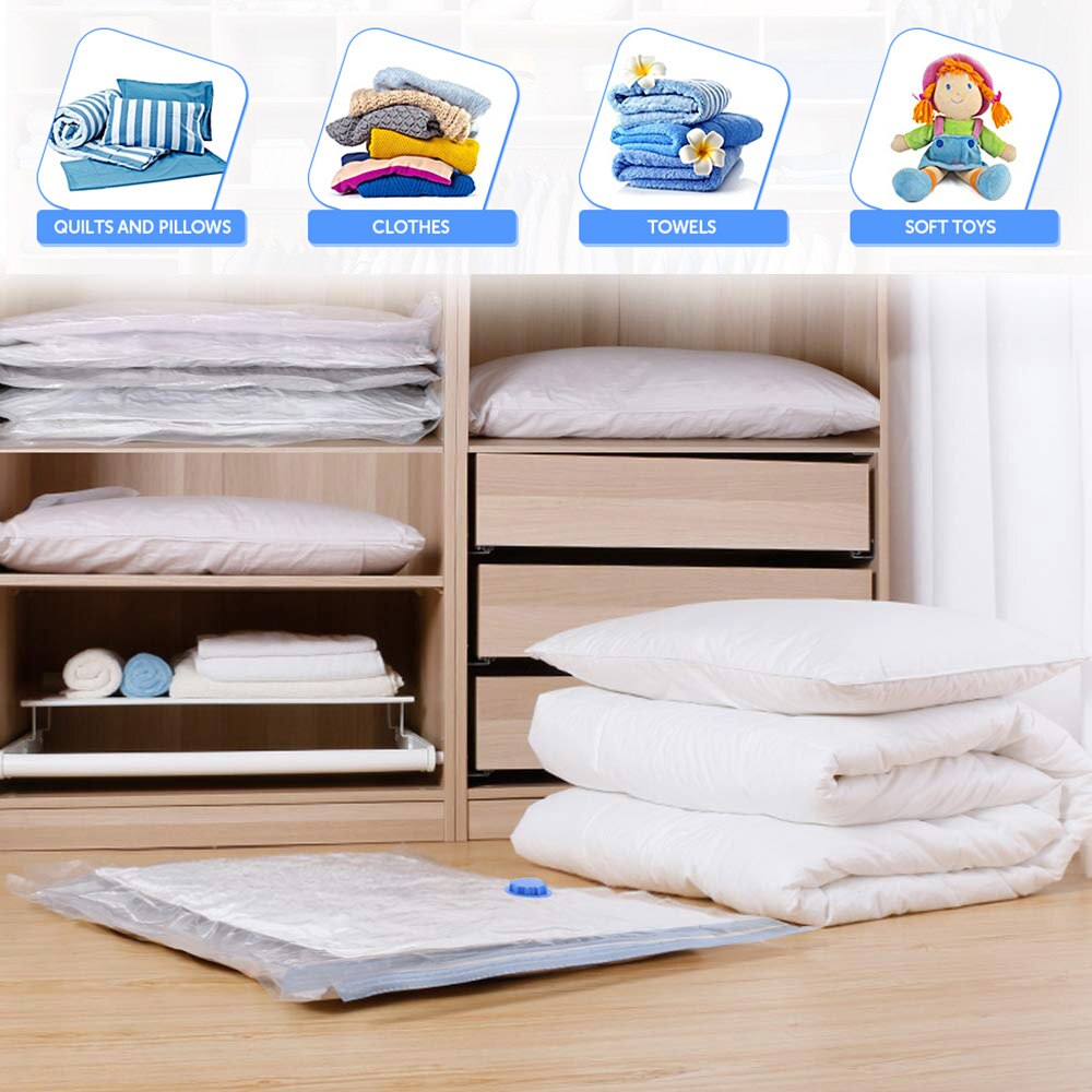 【DM bag factory Store】Vacuum Home Transparent Space Saver Storage Organizer Bag with for Clothes Quilt Compression Bag. 