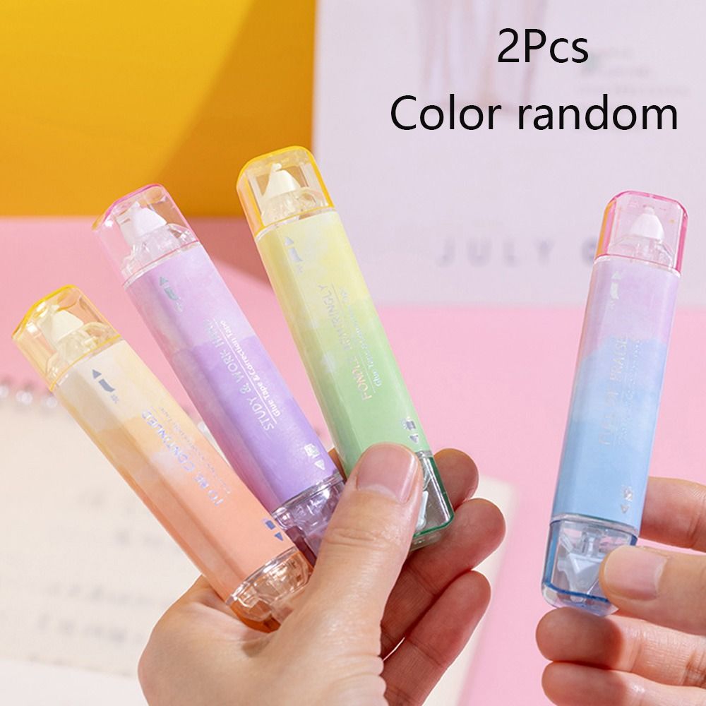 2pcs New Stationery 2 in 1 Office Supplies Scrapbooking Decor Glue Tape Dispenser Correction Tape Double Sided Adhesive Dots Stick Roller