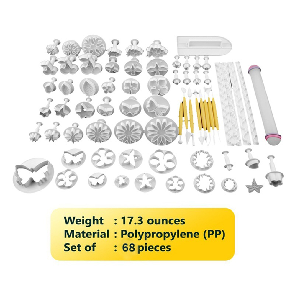 KOGEEK 68pcs Cake Mold Set Plunger Fondant Cutter Cakes Biscute Cooking Molds for Cake Biscutes Decorating Tools Kit. 