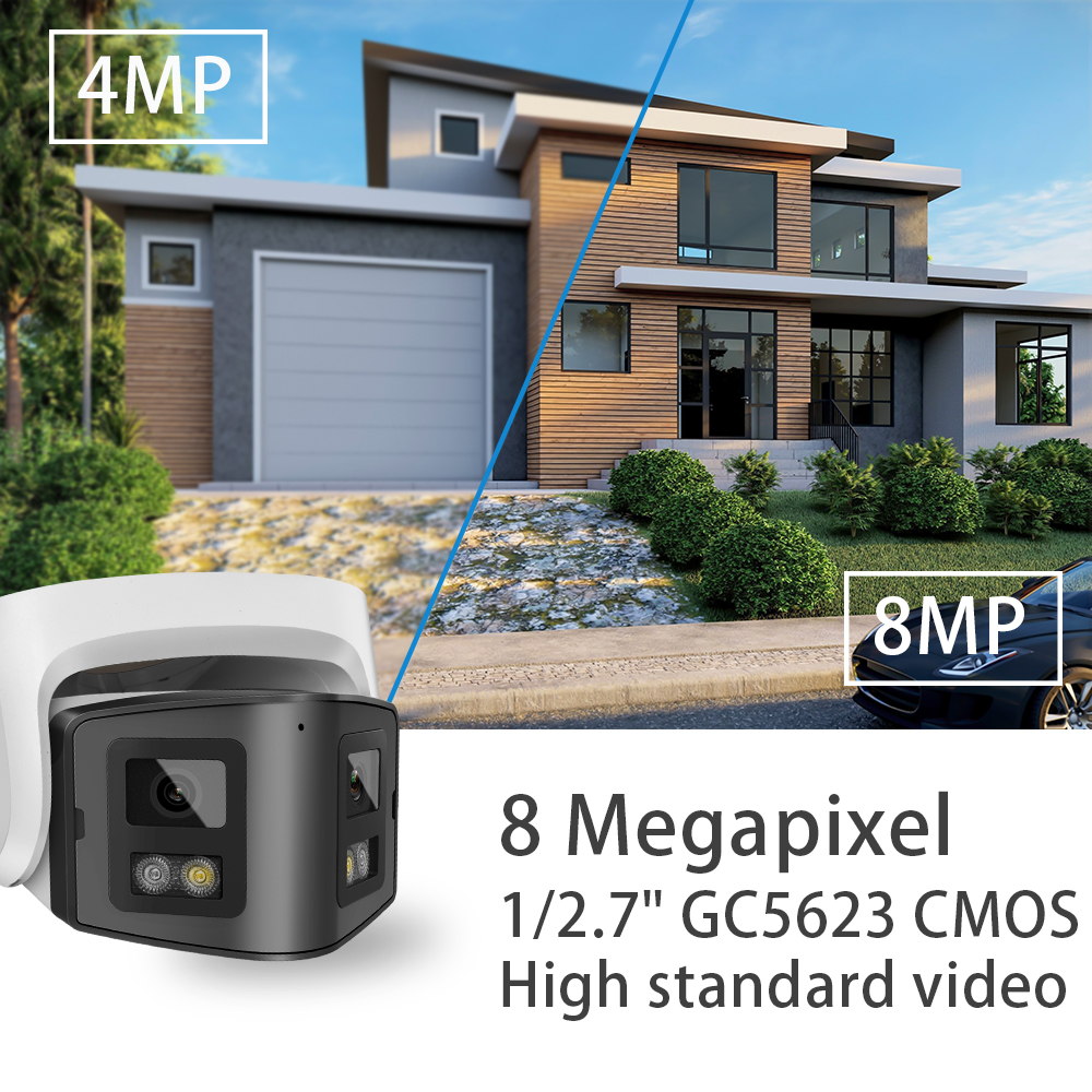 Vikylin 8mp IP Camera for Hikvision Compatible POE MD2.0 smart Dual Lights Two-way Talk Home CCTV 180° panoramic Security Camera. 