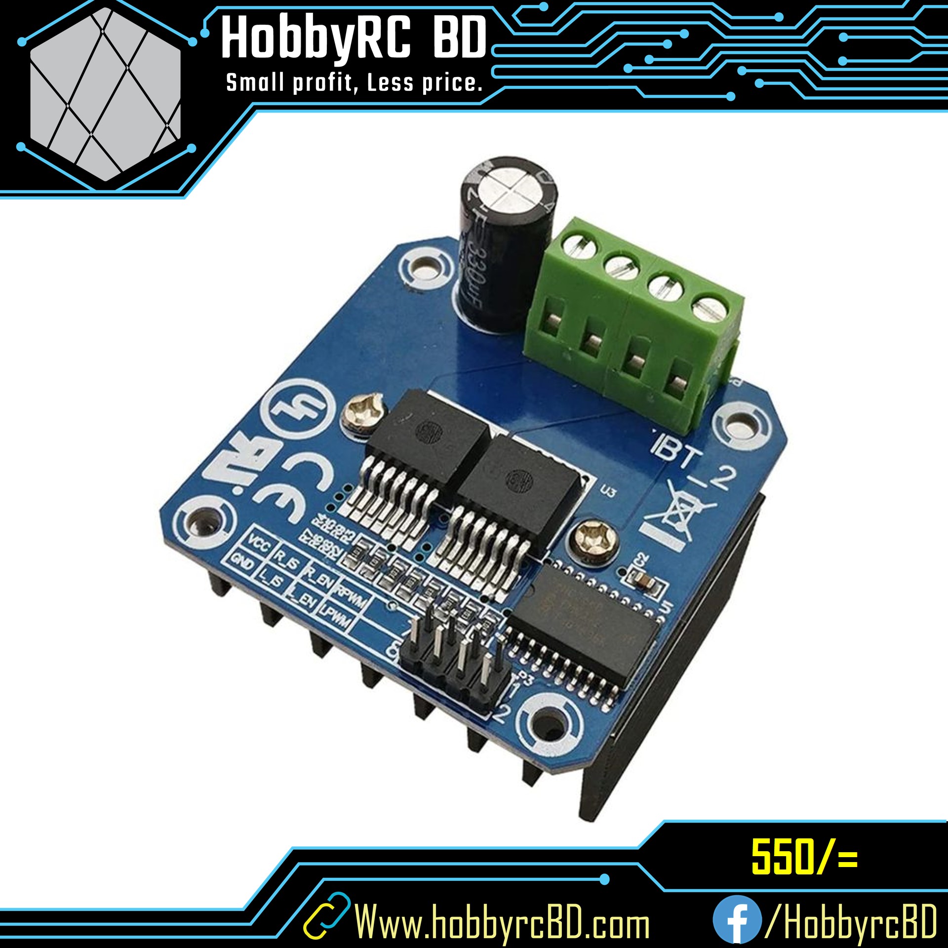 BTS7960 43A H-bridge High-power Motor Driver Module. 