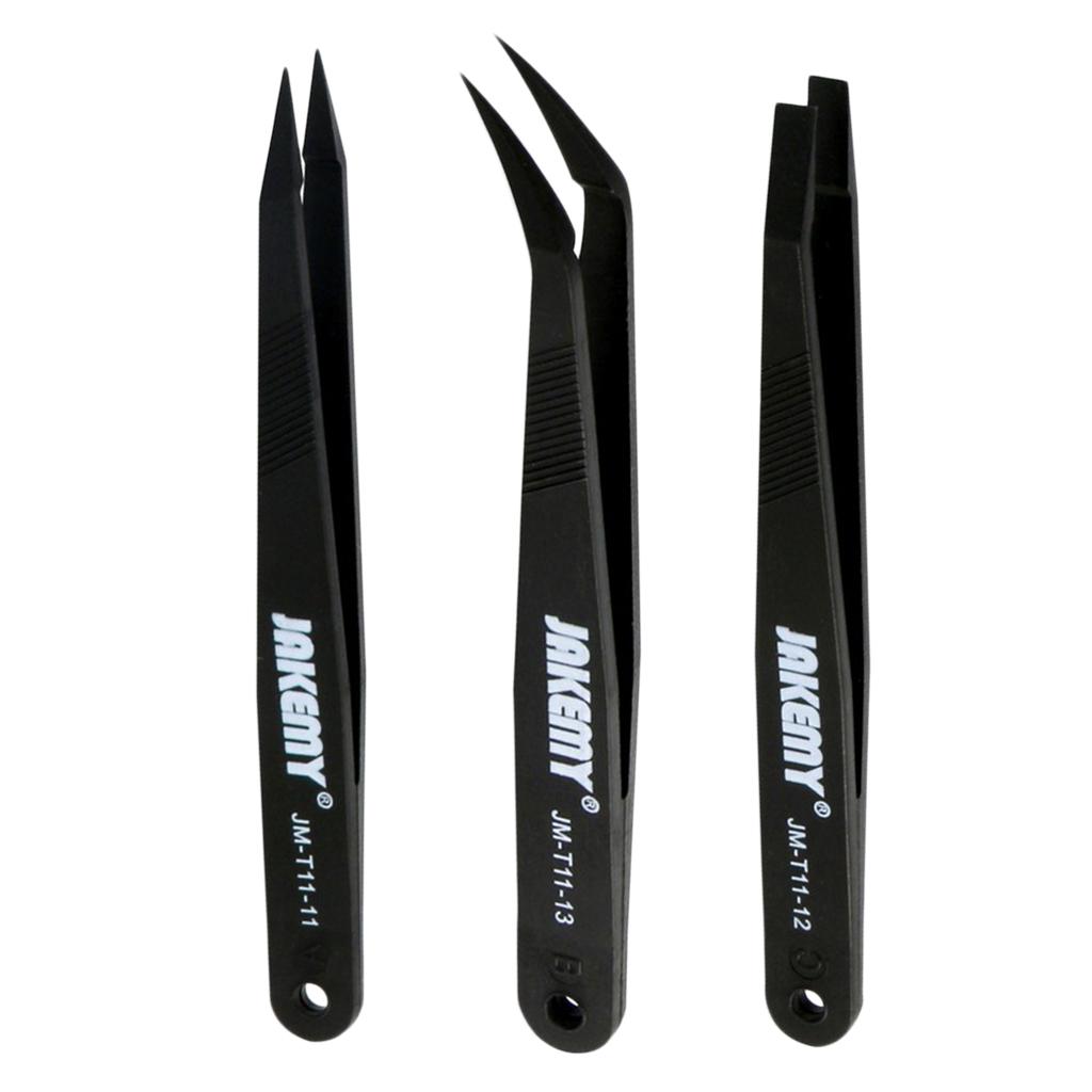 【3C VictoryEagle】Pcs Anti-static Tweezer Repairing Set Straight Bent Tweezers