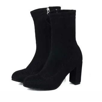 chunky heel snow boots