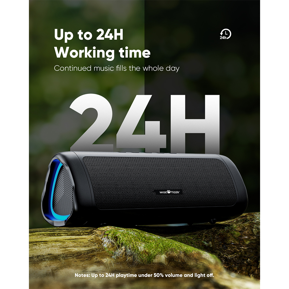WISE TIGER Portable Triangular Bluetooth Speaker 10W Stereo Sound wireless BT5.3 24-Hour Play time RGB light AUX-in Typec charge. 
