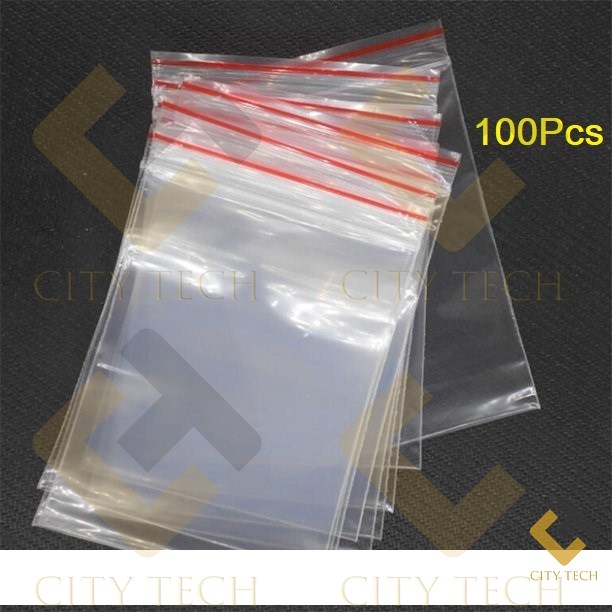 100Pcs Zipper Lock Bag Zip Lock Plastic Transparent Packet Zipper