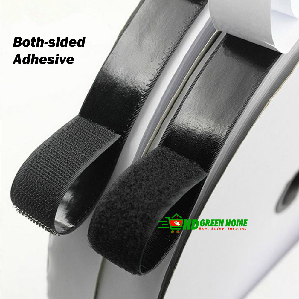 1M × 3cm Self Adhesive Hook and Loop Velcro Tape Double Sided Sticky Back Velcro Strip (Black). 