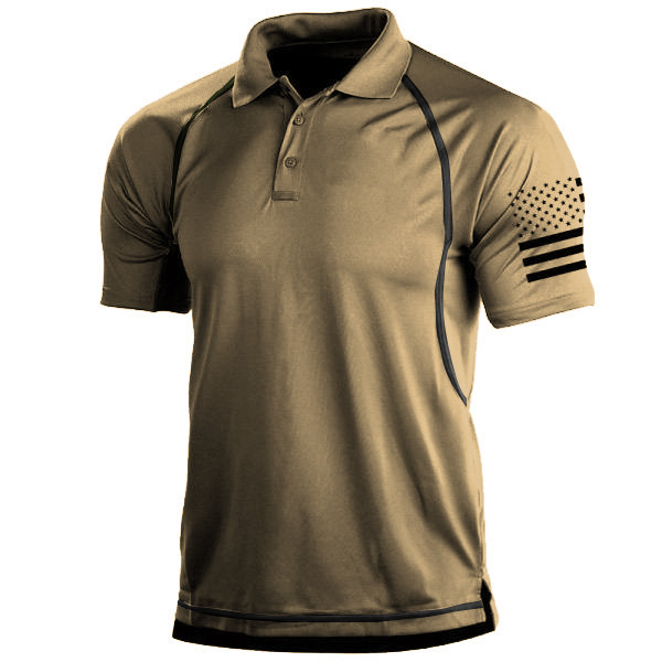 Foreign trade independent station summer men's polo shirt t-shirt outdoor tactical loose lapel short sleeve sweatshirt tide men