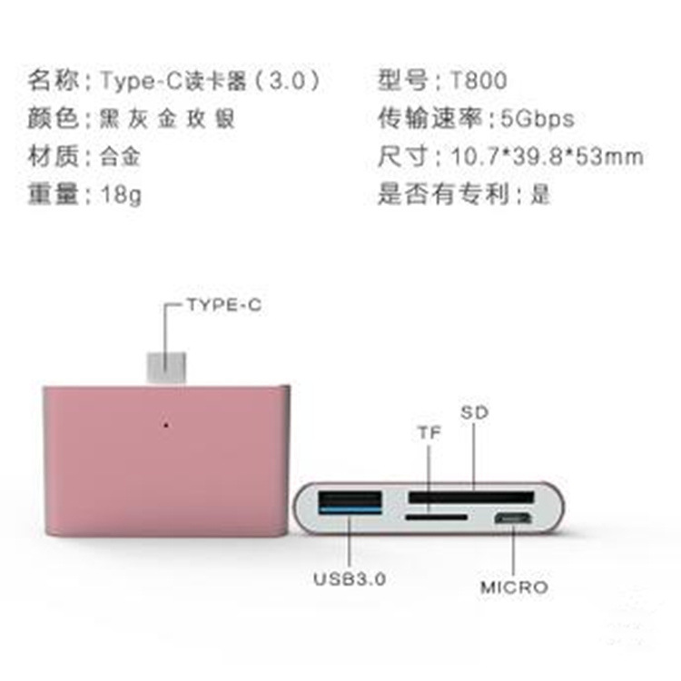 Suitable for MIDILL, private mode, type-c, mobile phone, OTG, multi-function card reader, ultra-thin HUB, portable PD charging. 
