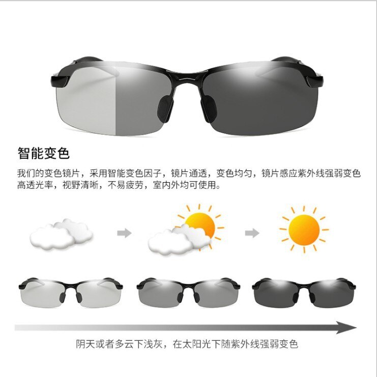 【TianYu Mall】Color Changing Men Polarized Chameleon Glasses and Night Vision Driver Goggles Men Sunglasses UV400. 