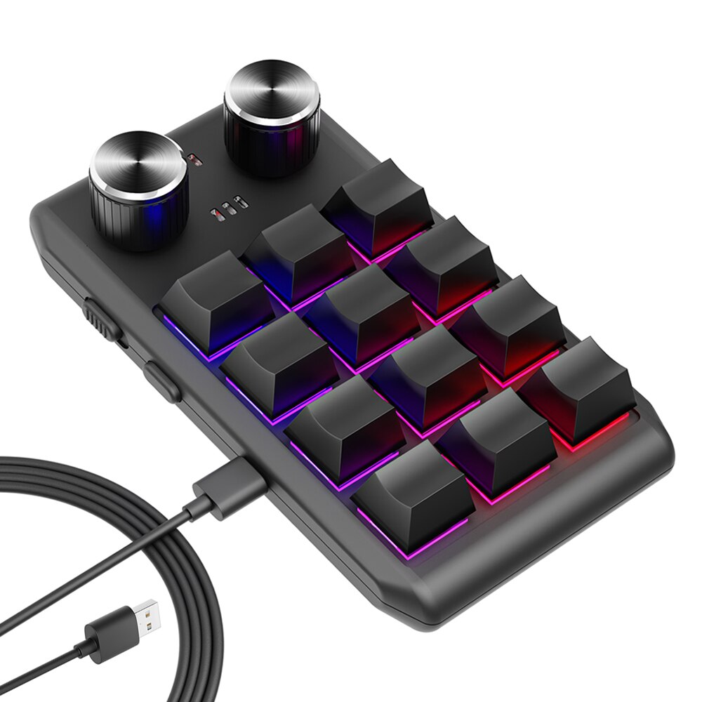 Programming Macro Custom 2 Knob Bluetooth Keyboard RGB 12 Key Copy Paste Mini Button Gaming Keypad Mechanical Hotswap Macropad. 