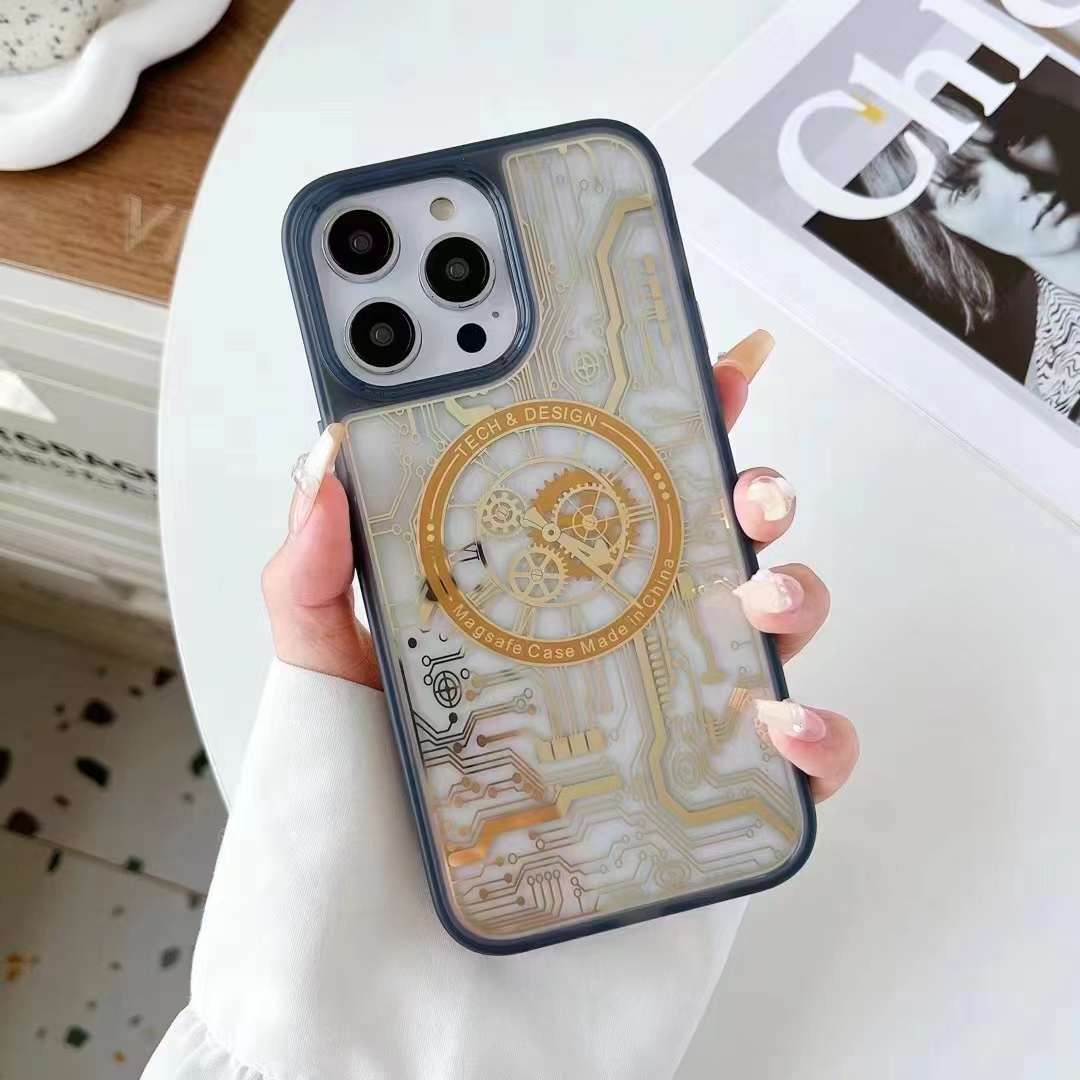 For Apple iPhone 11 Pro Max Luang Gold Magsafe Magnetic Wireless Charging Case Clear Shockproof Soft TPU Protect Back Cover. 