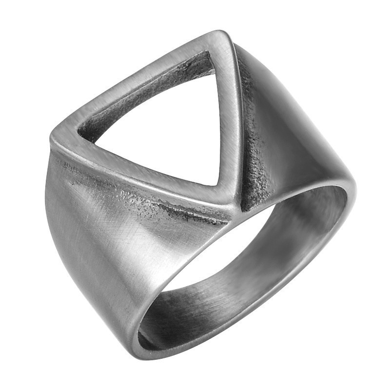 Cross-border hot selling retro alien small triangle stainless steel ring men's super cool trendy titanium steel jewelry