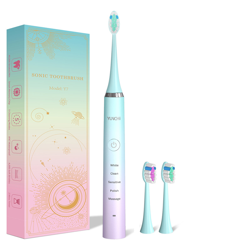 Portable Yunchi Sonic Adult's Electric Toothbrush 5 Modes 2 Mins Smart Timer USB Rechargeble 4 Hours Fast Charge Last Up 45 Days. 