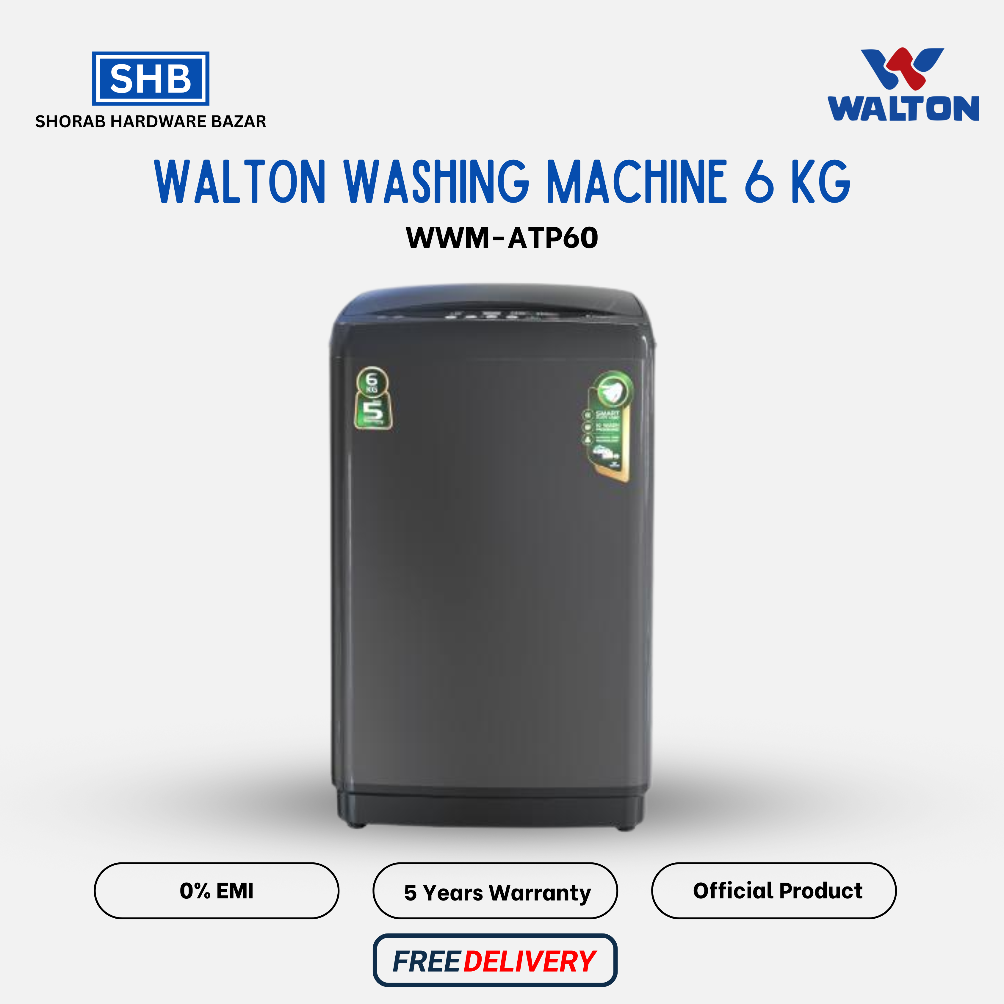 Walton Top Loading Washing Machine 6KG | WWM-ATP60 with Free Delivery