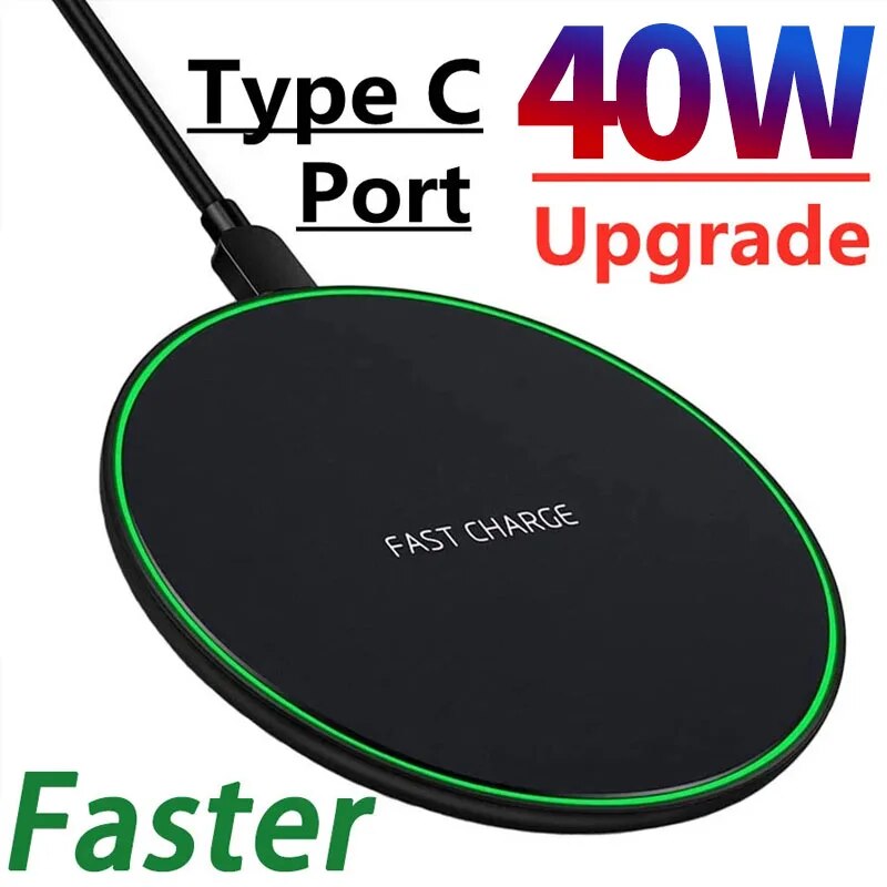 USB C Fast 40W Wireless Charger For Huawei P30 Pro Xiaomi Mi 9 Samsung S10 S9 Qi 10W Quick Charge for iPhone 11 XS XR X 8. 