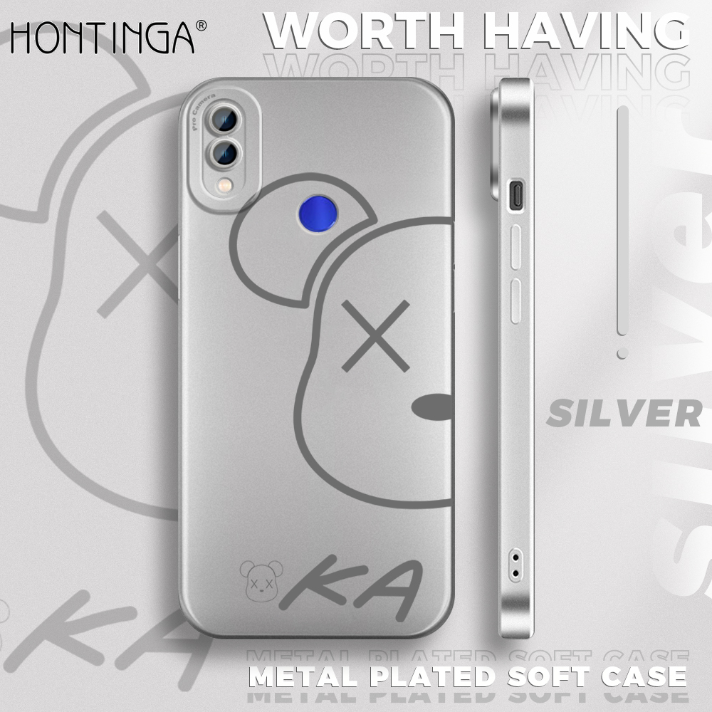 Hontinga for Redmi Note 7 / Note 7 Pro Back Cover Frosted Plating Fashion Cool Bear Covers Thin Soft Silicone Mobile Phone Case