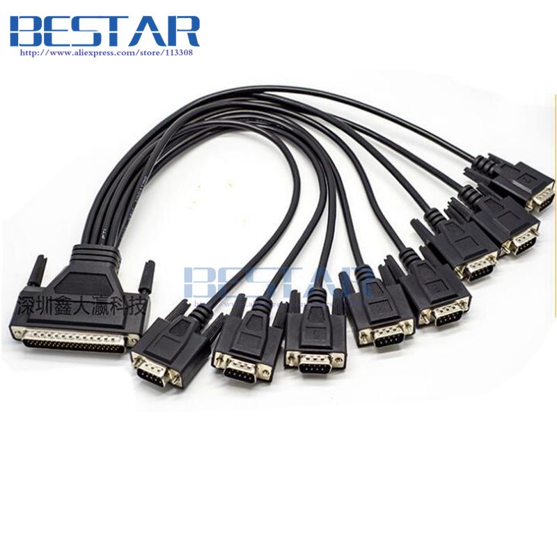 DB62 DB 62 Pin 62pin Male To 8 * DB9 HD DB 9PIN X 8 male Adapter connector serial port cord cable For scsi PCI 1 in 8 out. 