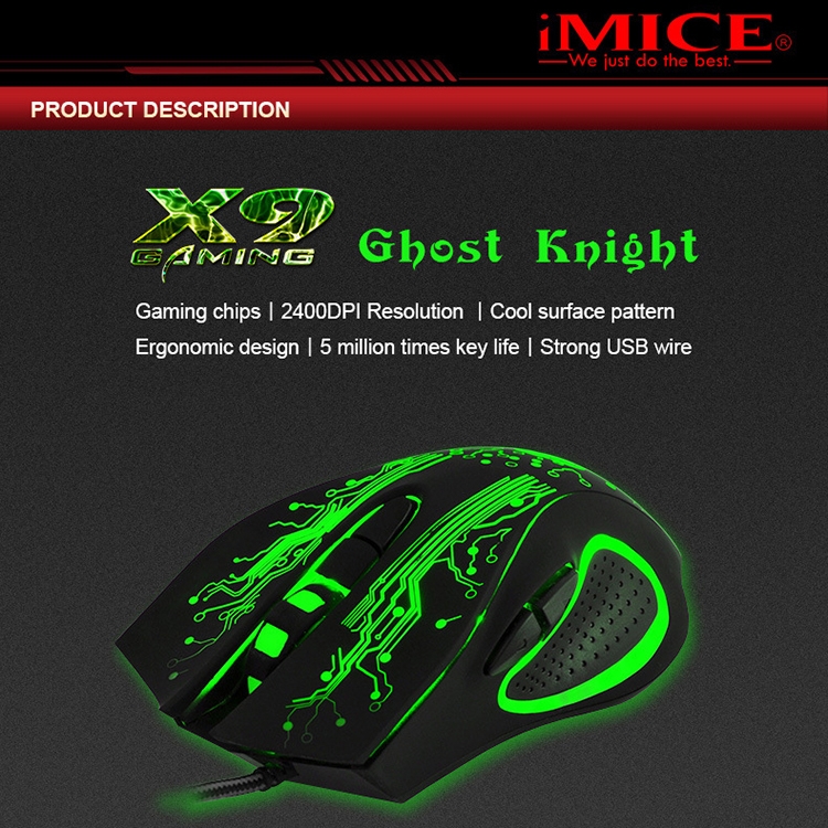 Estone X9 USB 6 Buttons 2400 DPI Wired Multi Color LED Optical Gaming Mouse for Computer PC Laptop(Black). 