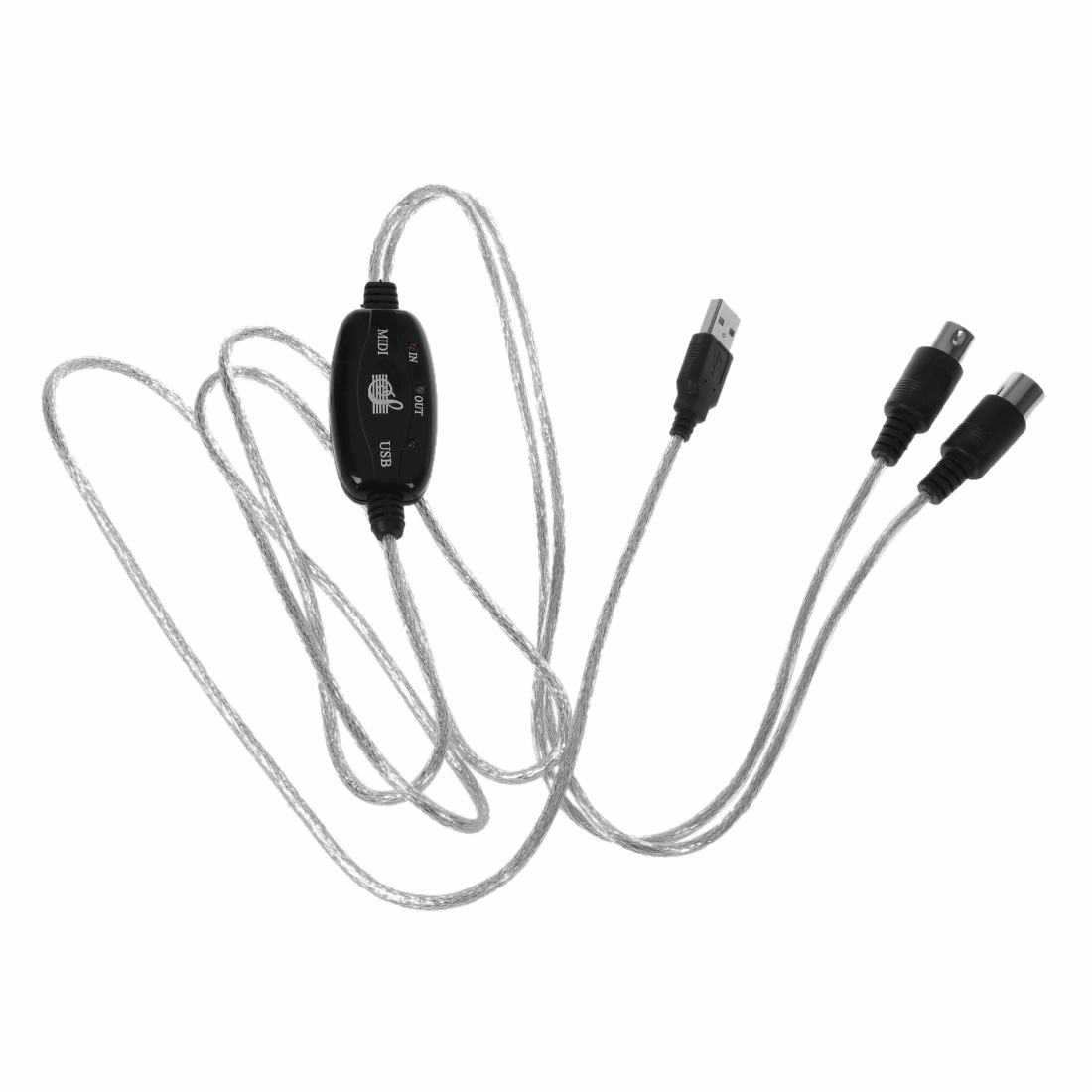 USB IN-OUT MIDI Cable Converter PC to Music Keyboard Adapter Cord. 
