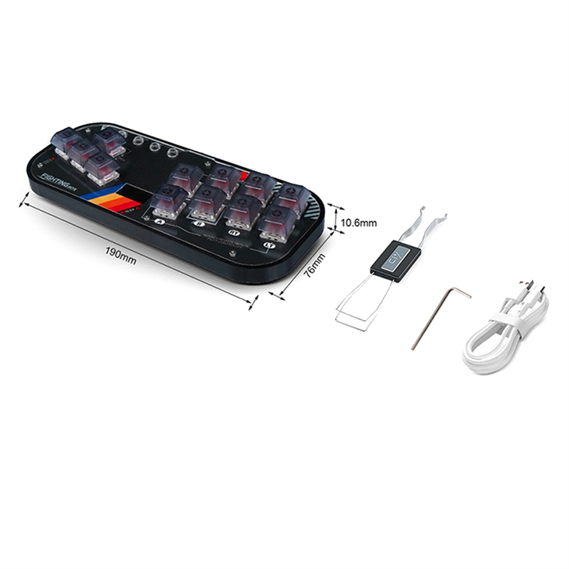 Mini Controller SOCD Arcade Stick Keyboard RGB Cherry Switch Black ABS About 19x7.6x10.6cm for PC Android Misterfpga. 
