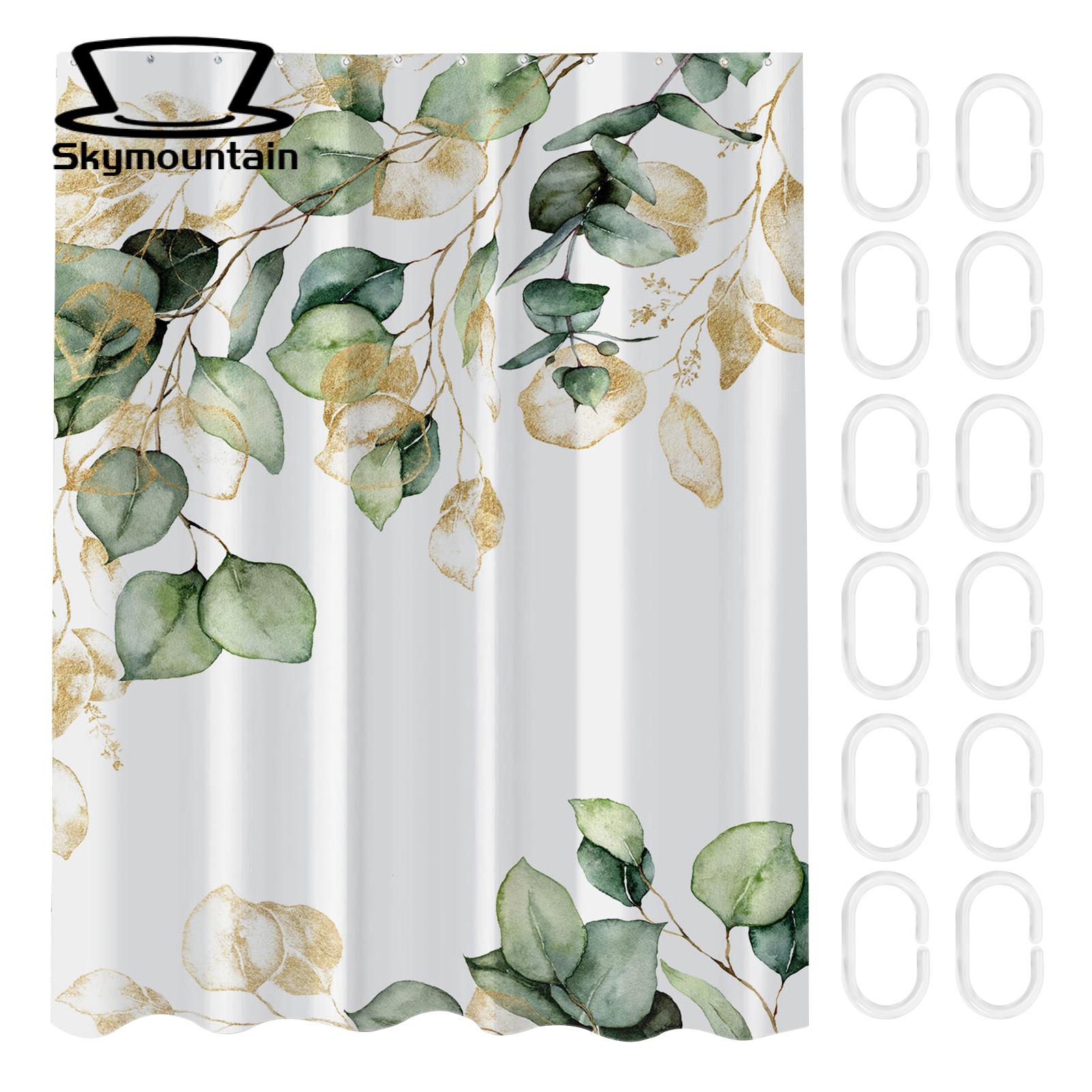 Shower Curtain with Vibrant Colors Tropical Botanical Banana Leaf Shower Curtain Set with Hooks Mhine Washable lyester Fabric Bathroom Curtain for Di l P ted Bathroom Curtain