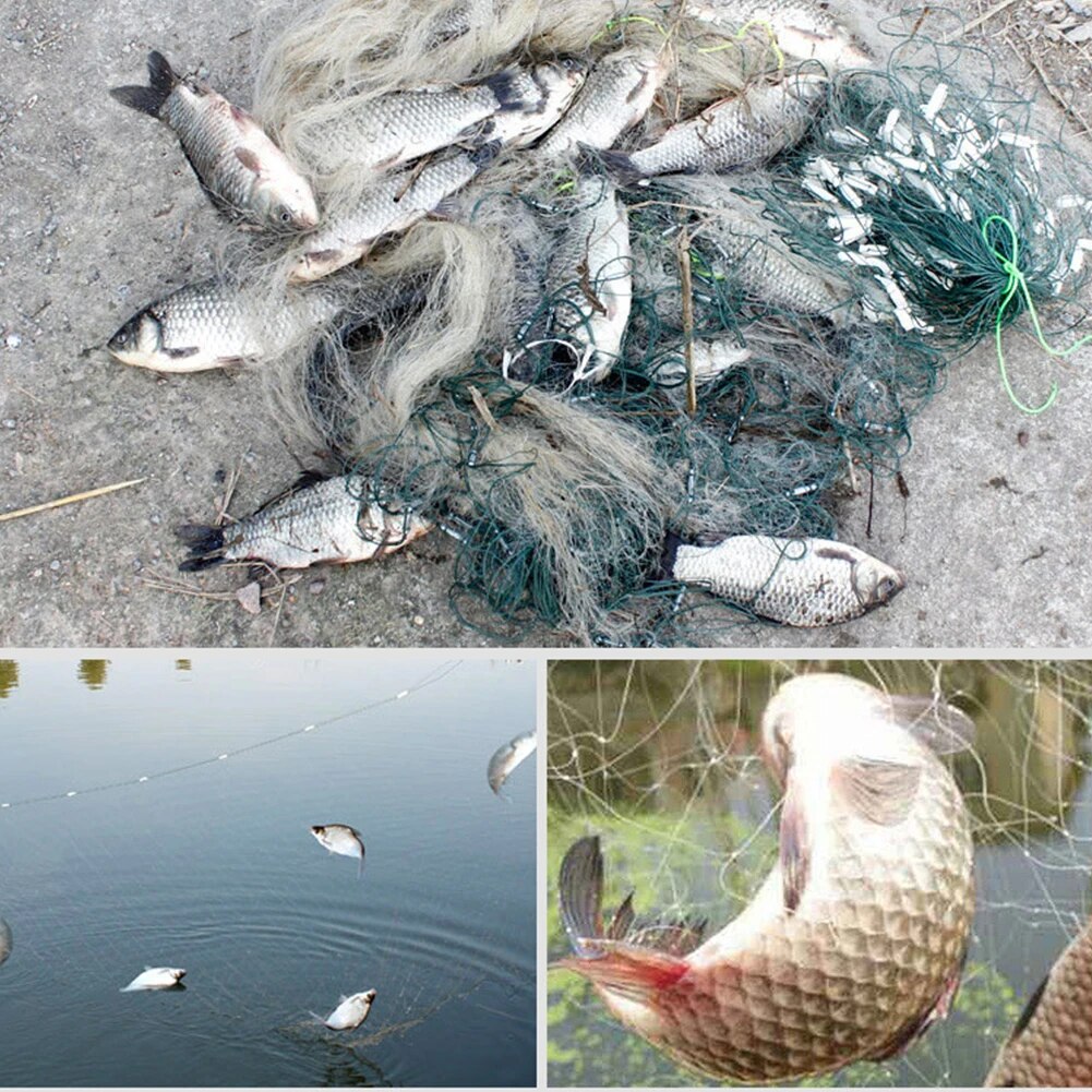 Three Layer Fishing Net Single Mesh Nylon Float Trap Monofilament Gill Net Fishing Accessories for Hand Casting Network. 