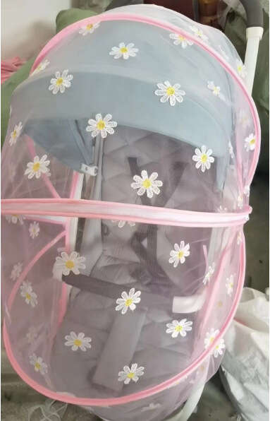 Korean Instagram net full daisy embroidered gauze curtain, mosquito and insect repellent cover, baby stroller tool. 