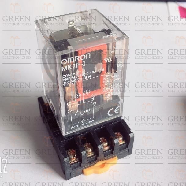 MK2P-I 10A 220V AC Electromagnetic Relay With 8 Pin Round Base Coil Voltage AC 220V 2 pole Use For Household & Industrial 8 Pin Relay Switches. 