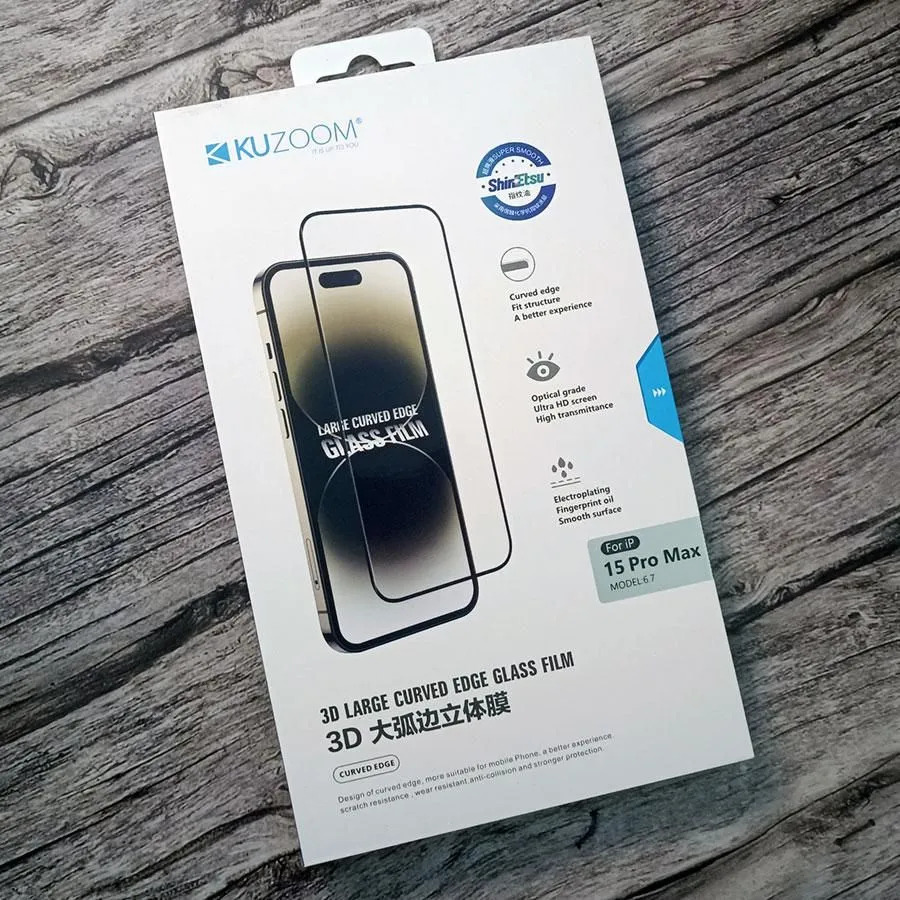KUZOOM 3D Screen Protector for iPhone Anti-Scratch Full Coverage Glass with HD Clarity for Enhanced Viewing. 