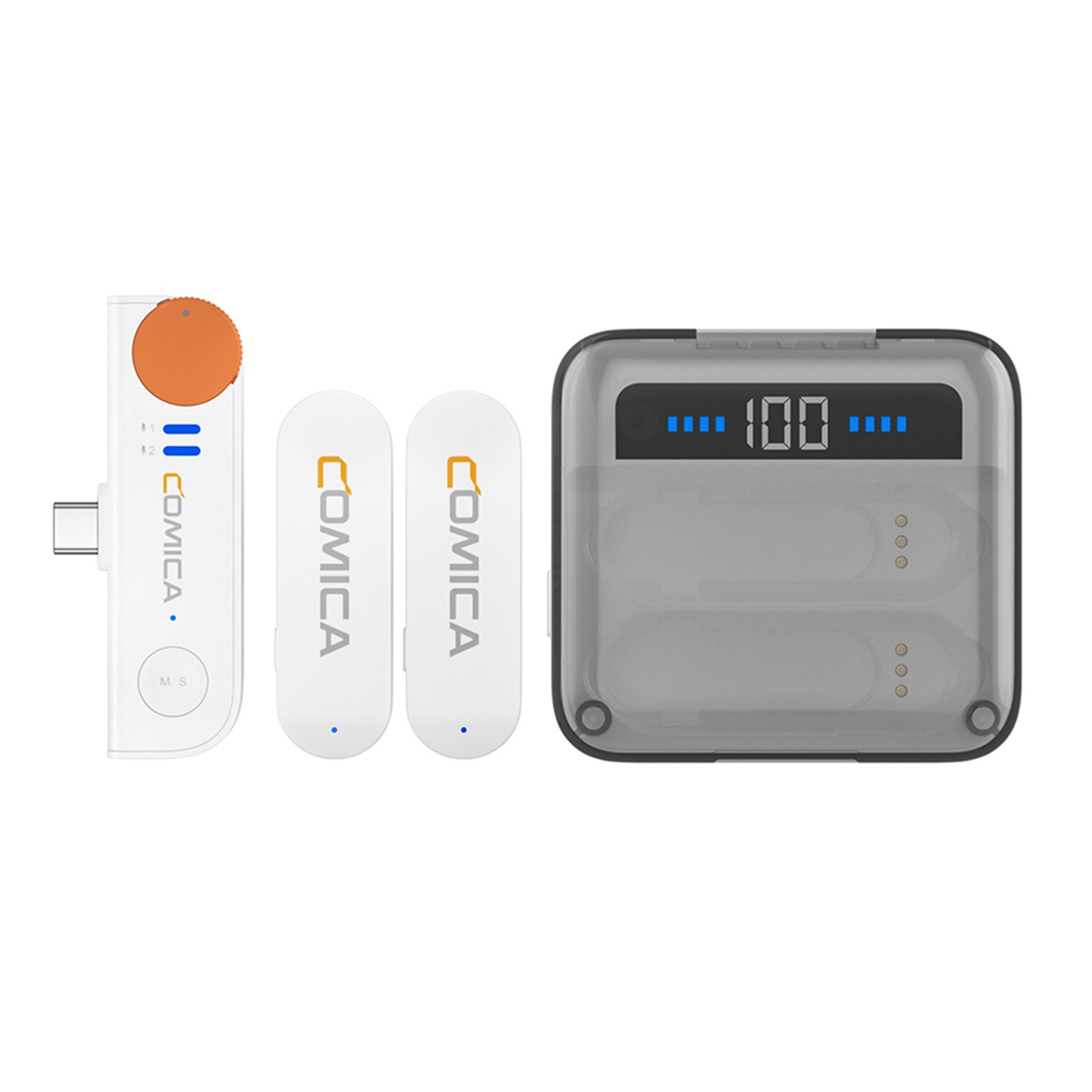 COMICA Vimo S-UC Wireless Microphone System with 1 Receiver and 2 Microphones - white