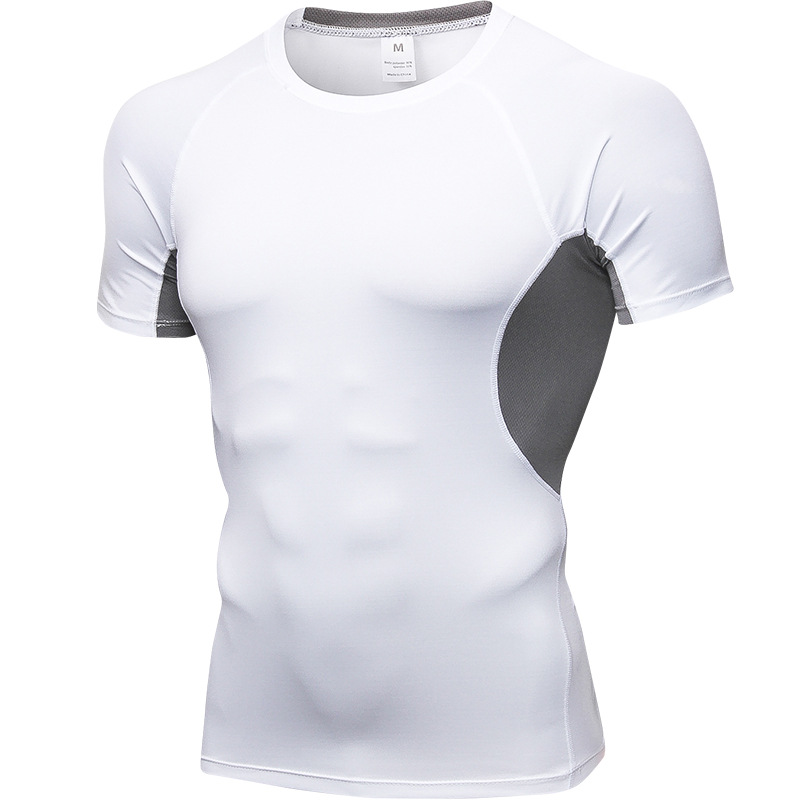 Men's PRO Fitness Sport Running Training Short Sleeve Sweat Wicking Quick Dry Breathable Stretch Tights B0008
