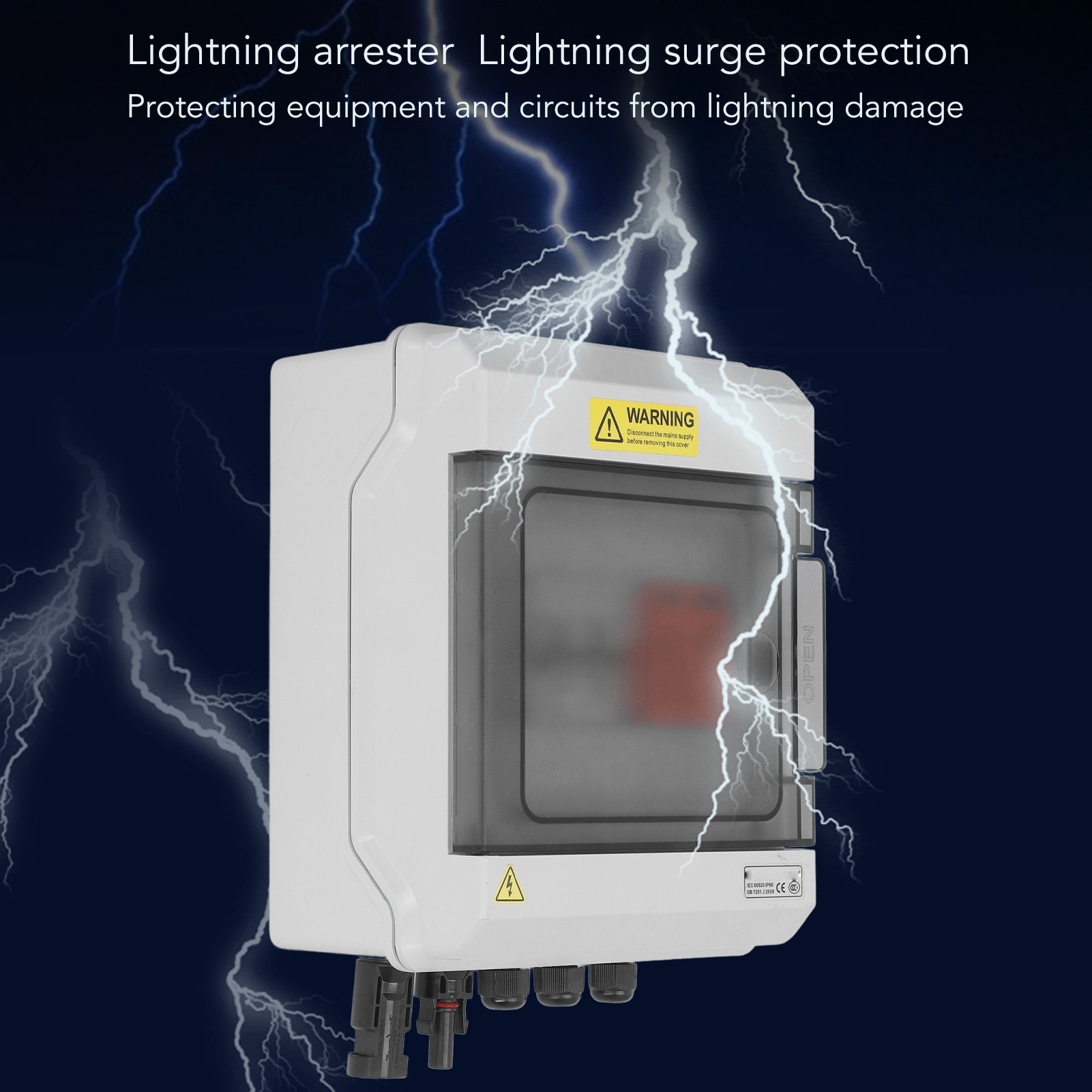Photovoltaic Combiner Box 15A Fuse Solar Combiner Box DC1000V Short Circuit Protection Flame Retardant for RV. 