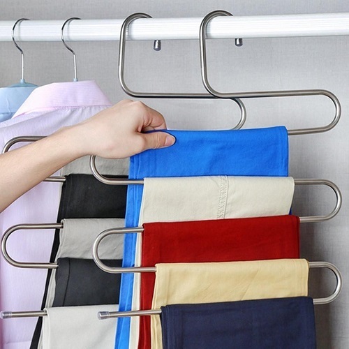 5 layers S Shape MultiFunctional Clothes Hangers Saree Hanger by Levelex. 