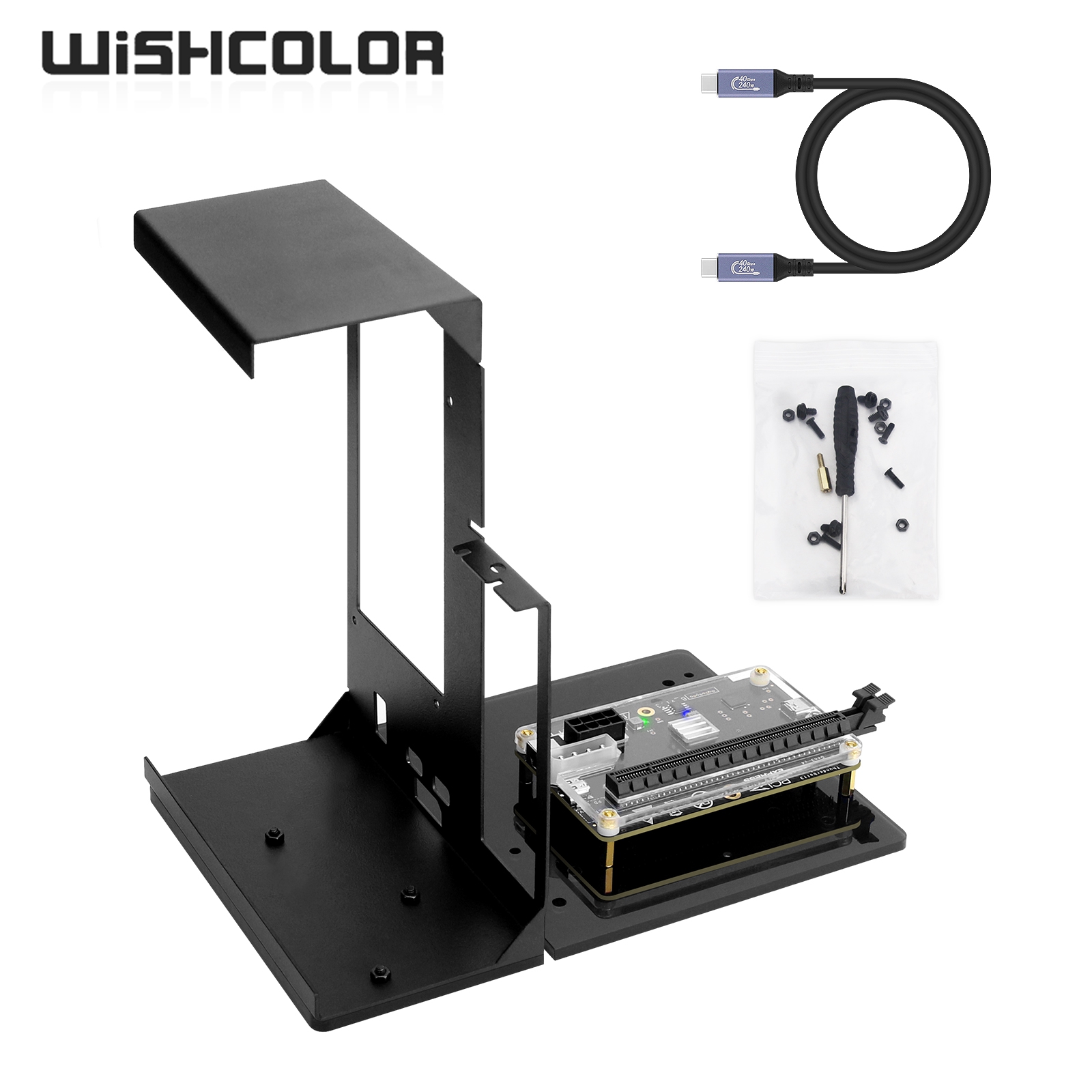 Wishcolor Graphics Card Dock External GPU Dock + USB4 Data Cable + Aluminum Alloy Bracket for ATX for FLEX for Thunderbolt 4 3. 