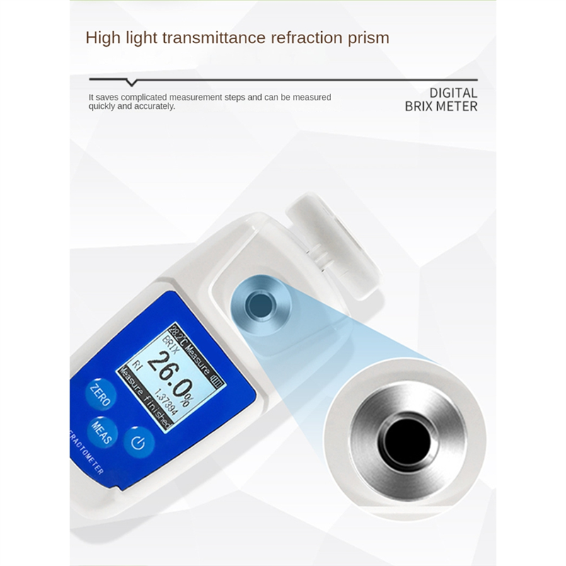 Digital Refractometer Sugar Meter Refractometer Brix Meter Juice Drinks Measuring Range 0-55%. 