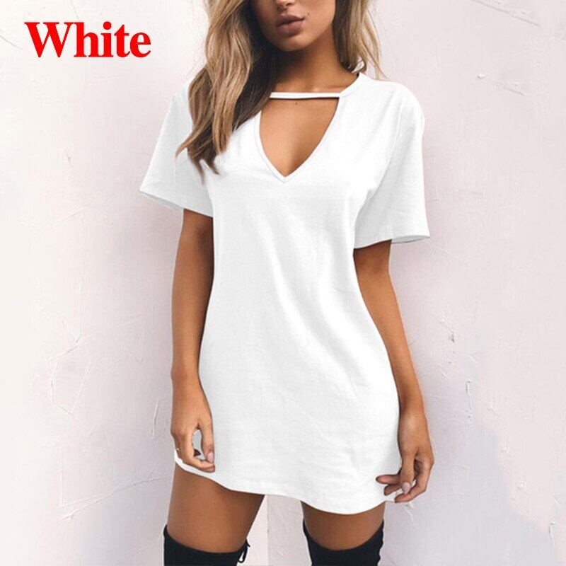 White v neck t cheap shirt dress