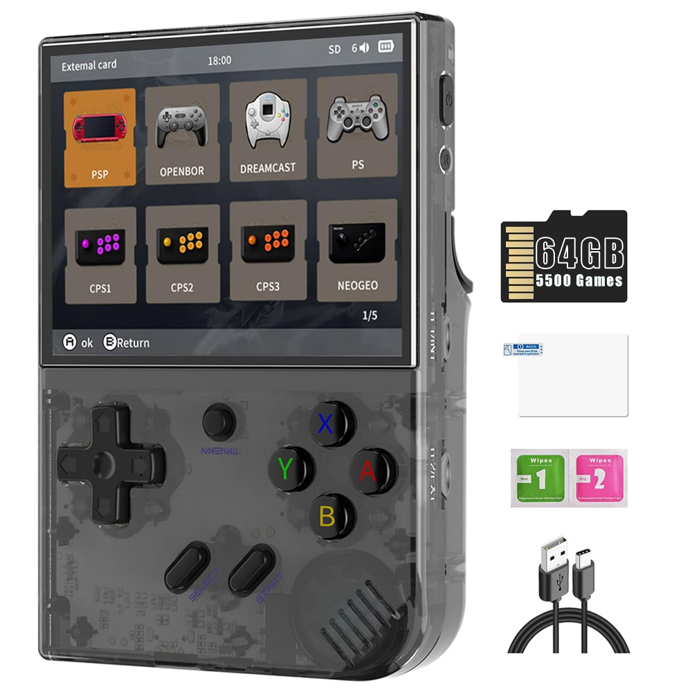 ANBERNIC RG35XX Plus Retro Video Handheld Game Console Linux System 3.5 in IPS Screen Built-in 3300mAH Battery 64G TF 5500 Games