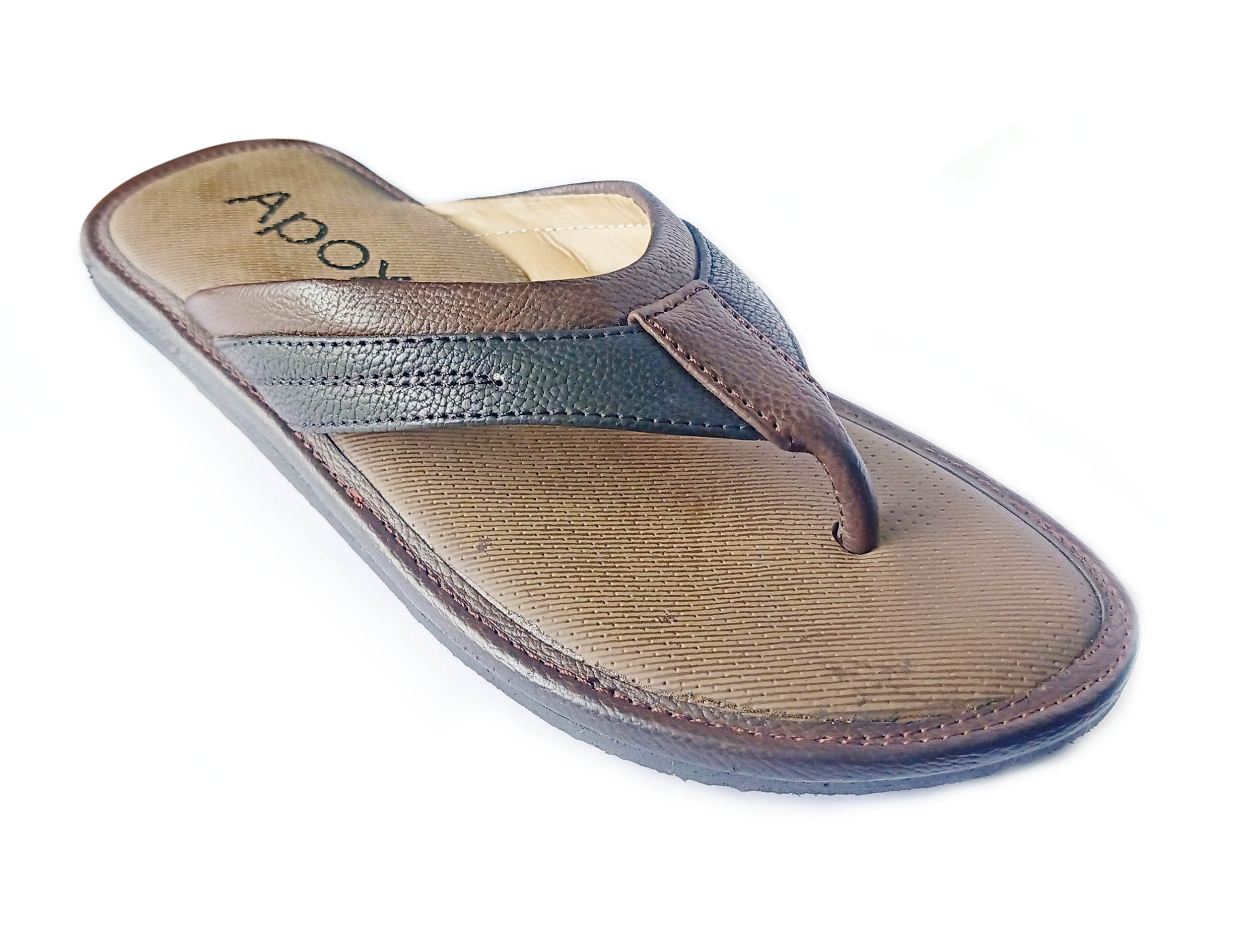 Fashionable Leather Sandal for Men (Chocolate). 