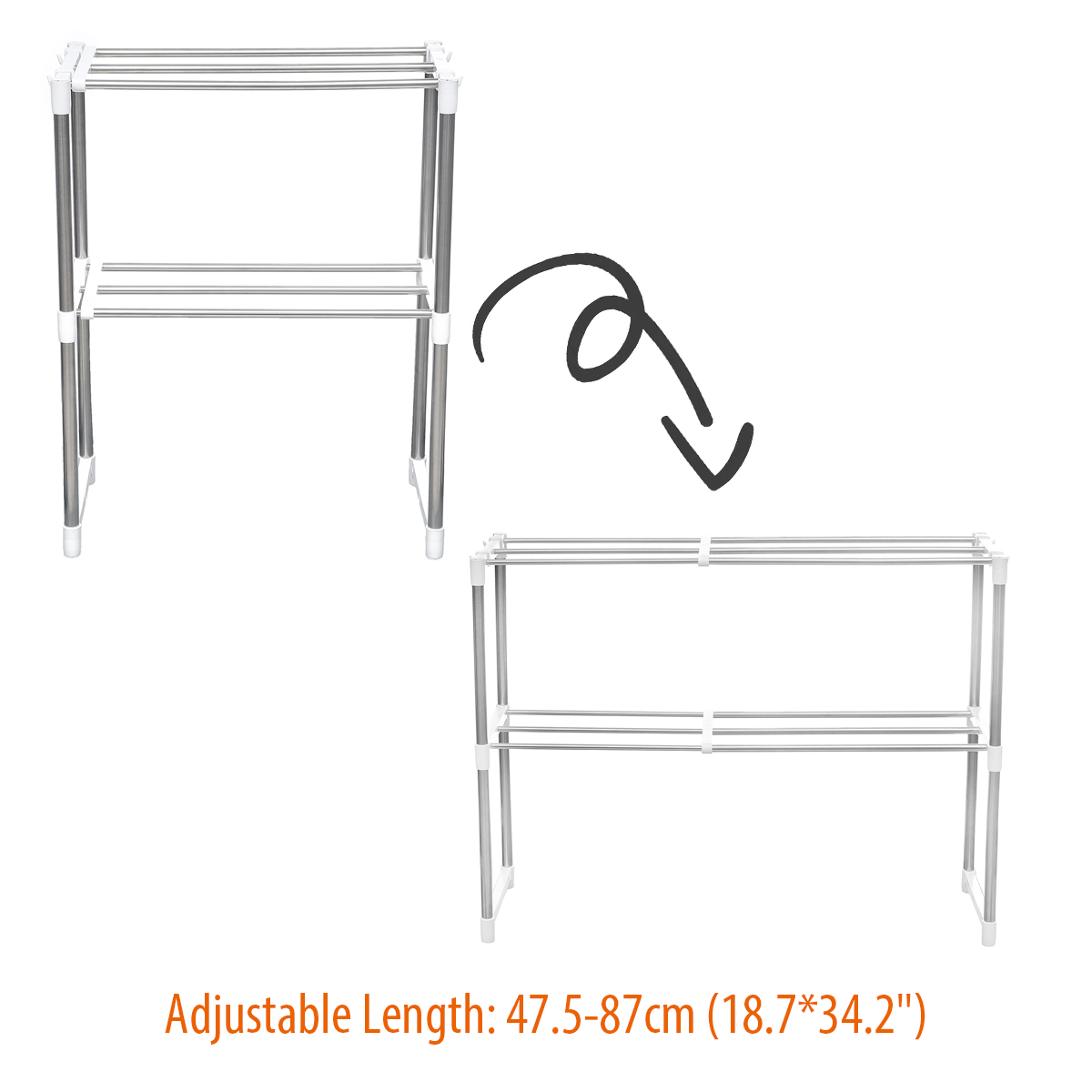 Two-Tier Multifunctional Stainless Steel Fine Mesh Silver Microwave Oven Rack Kitchen Shelves -. 