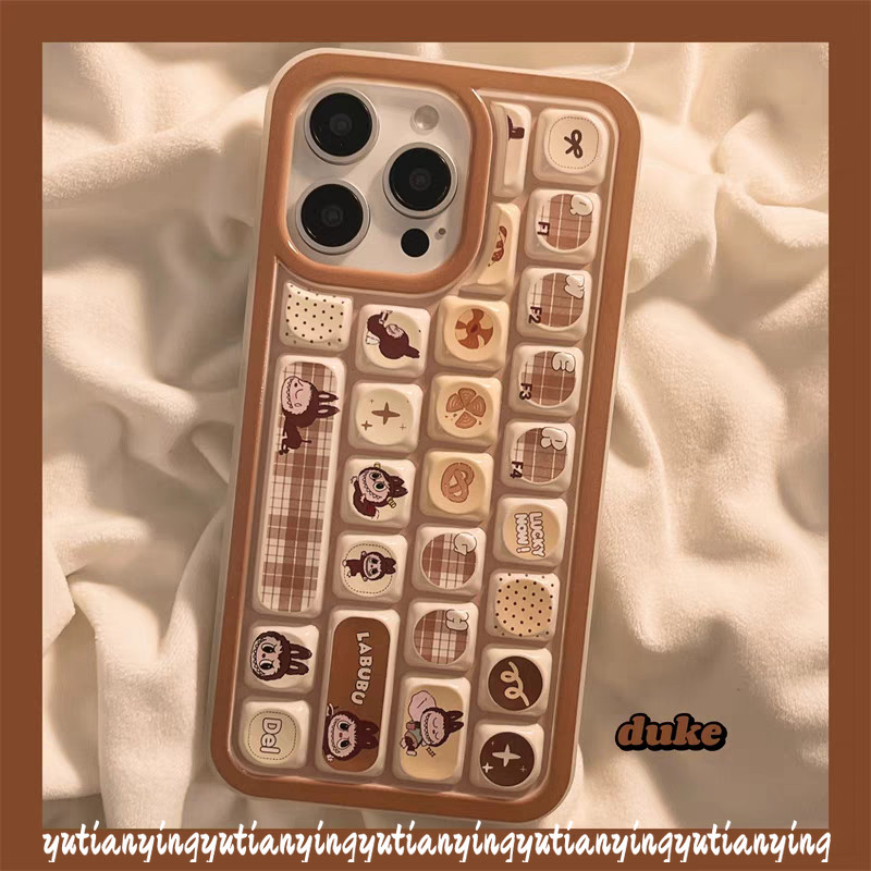 Trend Cartoon Cute Creative Labubu Doodle Cookie Labubu Case Compatible for IPhone 16 15 14 12 13 11 Pro Max 11 16 14 12 15 13 Pro 3D Keyboard Stress Relief Entertainment Soft Case