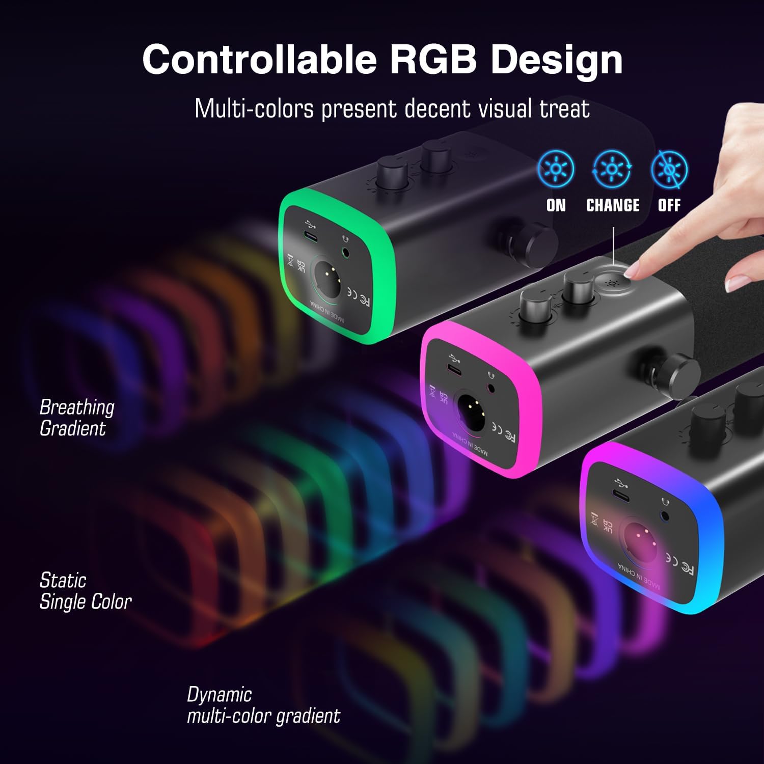 FIFINE AM8 Dynamic Microphone with RGB Control Headphone Jack Mute, MIC for PC Gaming Recording Streaming Easy to Use. 