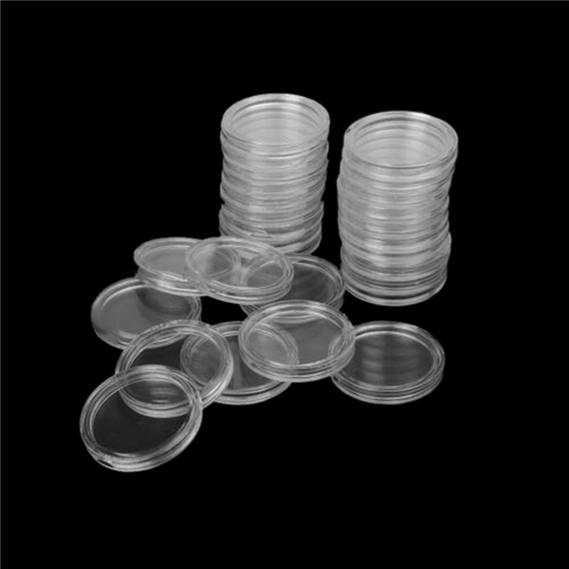 XHHDQES 200Pcs 21mm Round Clear Plastic Coin Holder Capsules Box Storage Clear Round Display Cases Coin Holders. 