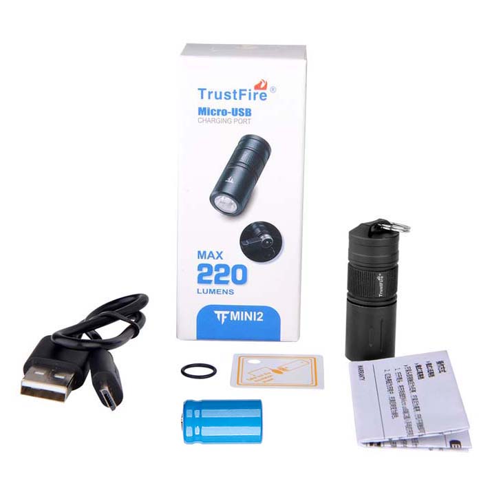 TrustFire MINI2 CA18-3X 220 Lumens 2-Mode Mini USB Charging LED Flashlight+1X10180. 