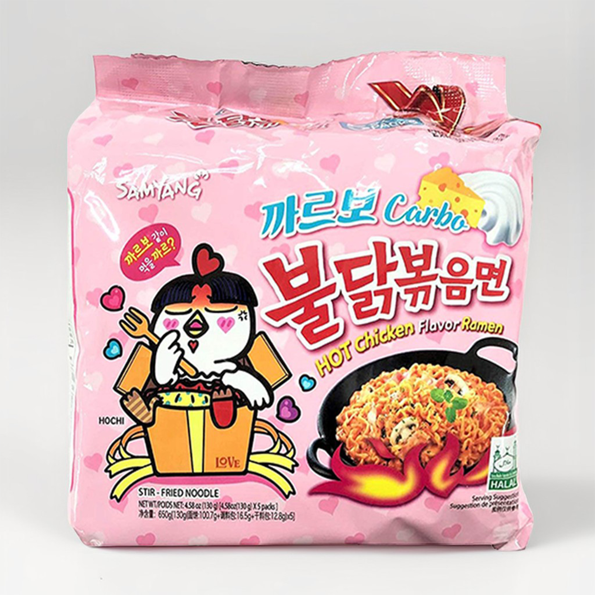 Cream Carbonara Hot Chicken Flavor Korean Noodles - 700g (Pack of 5)