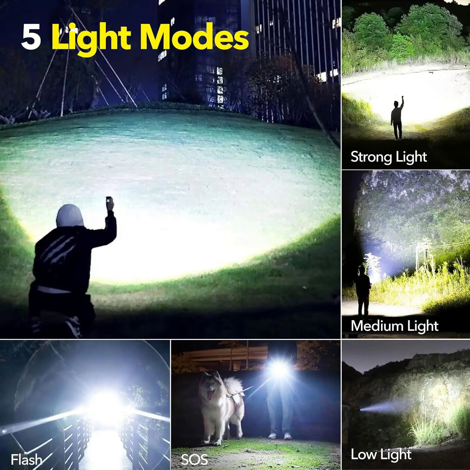 High power LED flashlight Type-C USB rechargeable long range tactical torch strong light lamp outdoor ultra powerful flash light. 